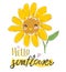 Hand sketched Sunflower cute flower print vector illustration