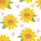 Hand sketched Sunflower cute print seamless pattern flowers vector illustration.