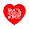 Hand sketched THANK YOU HEALTHCARE WORKERS quote as logo. Lettering for banner, flyer, ad, newsletter