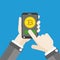 Hand Smartphone Bitcoin Click Flat