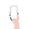 Hand with smartphone. Empty mobile phone screen flat concept.