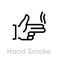 Hand smoke gun shot icon. Editable line vector.