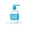 Hand soap. Disinfectant flat icon. Liquid soap in plastic pump bottle.