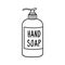 Hand soap in plastic dispenser bottle outline illustration