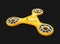 Hand spinner fidget 3d illustration. Relaxation hand spinner yellow device.