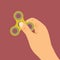 Hand spinner flat illustration. Hand spinner tricks. Badges, labels, banners, advertisements, brochures, business templates