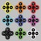 Hand spinner. Set of vector spinner fidget toy icons. Different colors.