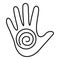 Hand spiral hypnosis icon, outline style