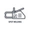 Hand spot welding apparatus icon, point welding tool silhouette