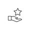 Hand and star outline icon