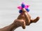 Hand star spinner in fingers.