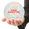 Hand take white ball with red inscription Viral Marketing