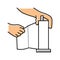 hand tearing paper towel color icon vector illustration