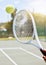 Hand, tennis court and ball game dust action with racket agility in tournament competition macro. Champion athlete