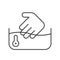 hand testing water temperature, cleaning service related, outline icon