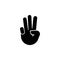 Hand with Three Fingers Up, Gesture Flat Vector Icon