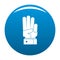 Hand three icon blue