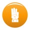 Hand three icon vector orange