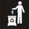 Hand throwing away used protective face mask in trash bin. garbage bin for biohazard waste. Safely dispose used surgical mask