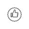 Hand thumb up gesture line icon. Testimonials, like and customer relationship management concept. Simple outline style