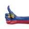 Hand with thumb up, Liechtenstein flag painted