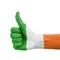 Hand with thumb up, Republic of Ireland flag paint