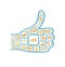 Hand with Thumb up and Social Media Square Icons