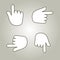 Hand thumb vector icon. Pointing fingers in different directions