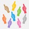 Hand thumbs many, like and show hand thumb symbol, thumb up for ok, approve, confirm, yes, best and meeting concept, simple hand