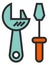 Hand tools color icon. Metal wrench and screwdriver