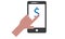 Hand Touch Android Mobile Phone And Dollar Sign - Online Earning Concept , Online Money Making Trick