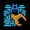Hand Touch Chip neon glow icon illustration