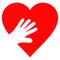Hand Touch Heart Flat Icon Illustration