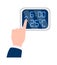 Hand touch screen for control temperature flat icon