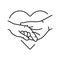 hand touches another line icon vector illustration
