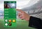 Hand touching a Betting App Interface stadium