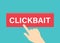 Hand touching clickbait button