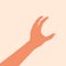 Hand touching or holding to something. Grabbing by hand vector illustration