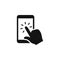 Hand touching phone vector illustration