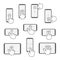 Hand Touchscreen Gestures Device Icon Set. Vector