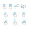 Hand Touchscreen Gestures Device Icon Set. Vector