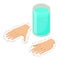 Hand tremor icon isometric vector. Trembling human hand and glass of water icon