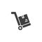 Hand truck with box vector icon