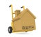 Hand Truck with Cardboard Box House Isolated Moving House Concept