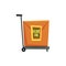 Hand truck with cardboard box with label Olive oil vector Illustration on a white background