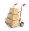 Hand truck with cardboard boxes. 3D Icon isolated