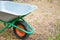 Hand truck on one wheel. Garden or construction.