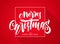 Hand type lettering of Merry Christmas and Happy New Year on red background