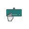 Hand typing keyboard filled outline icon