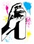 Hand Using an Aerosol Can with Paint Splatter Textures Black and White Cartoon Vector Illustration Set